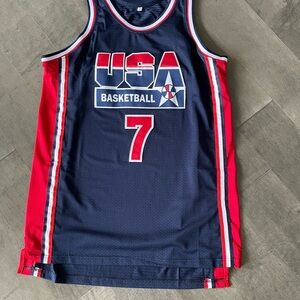 1992 Dream Team #7 Larry Bird Navy Blue Team USA basketball jersey size L